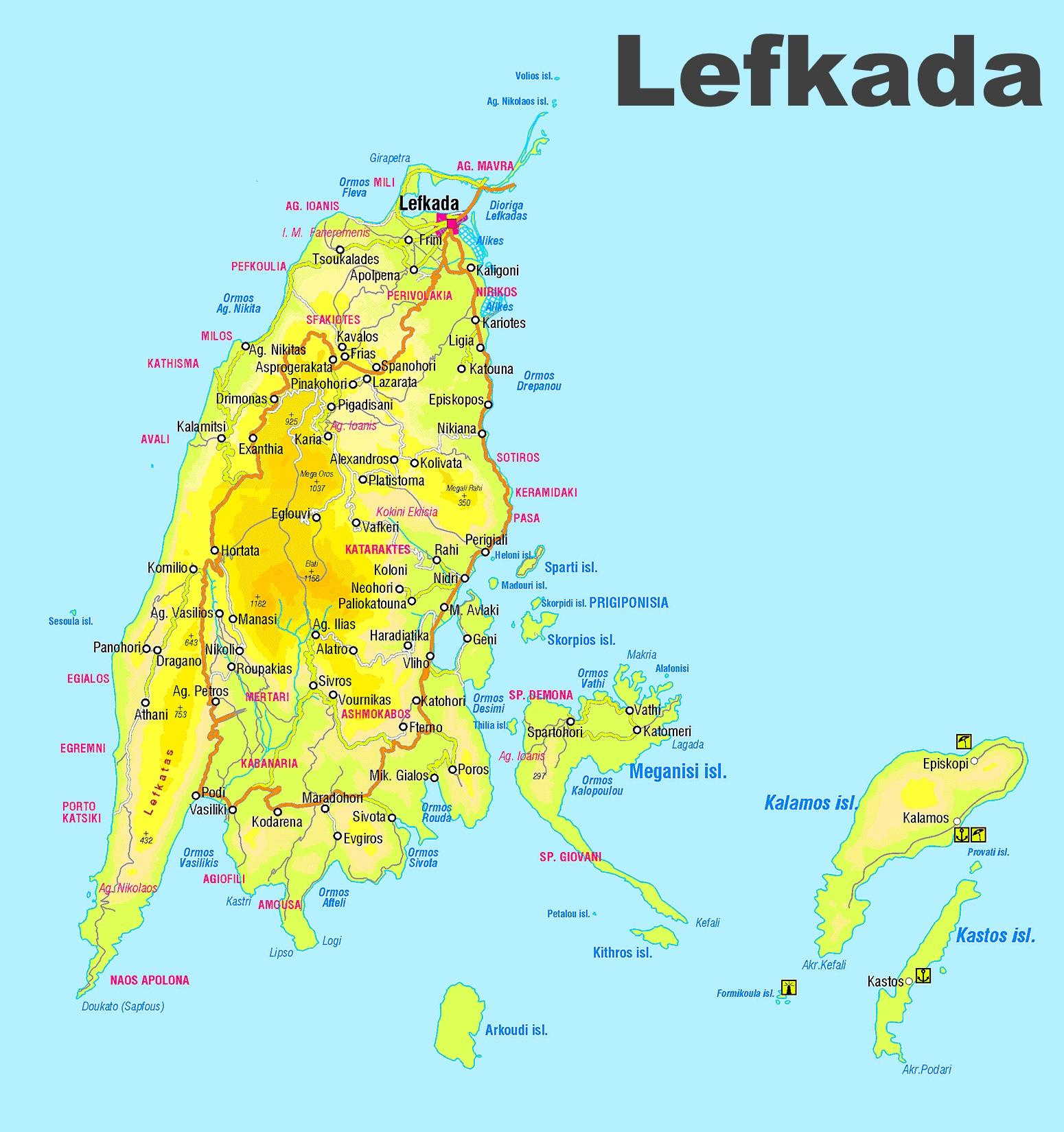 Lefkada, in Grecia mappa - Grecia Lefkada mappa (Europa del Sud - Europa)