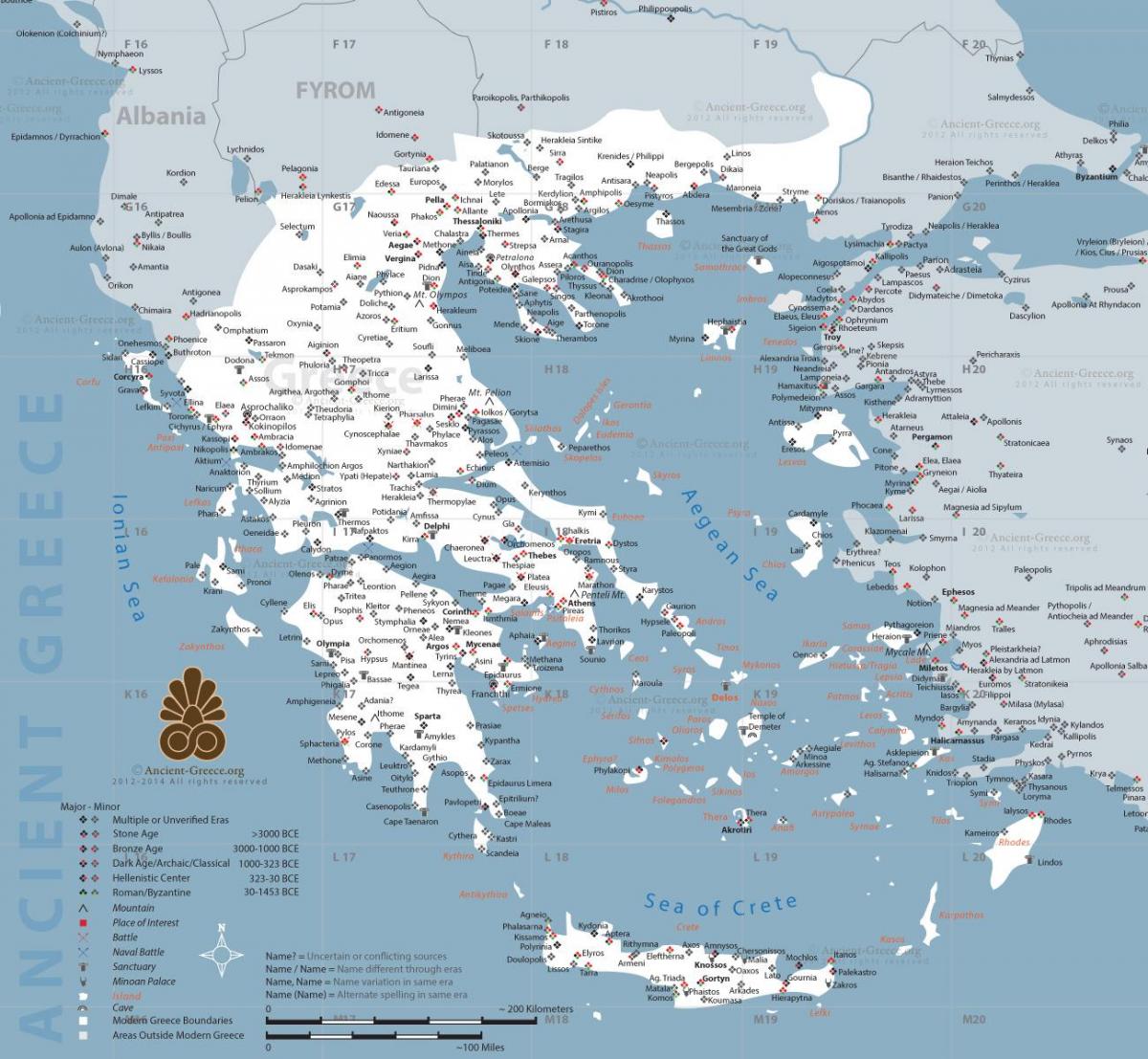 una mappa della Grecia antica