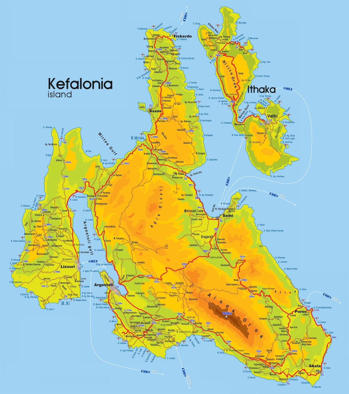 mappa di Cefalonia, Grecia