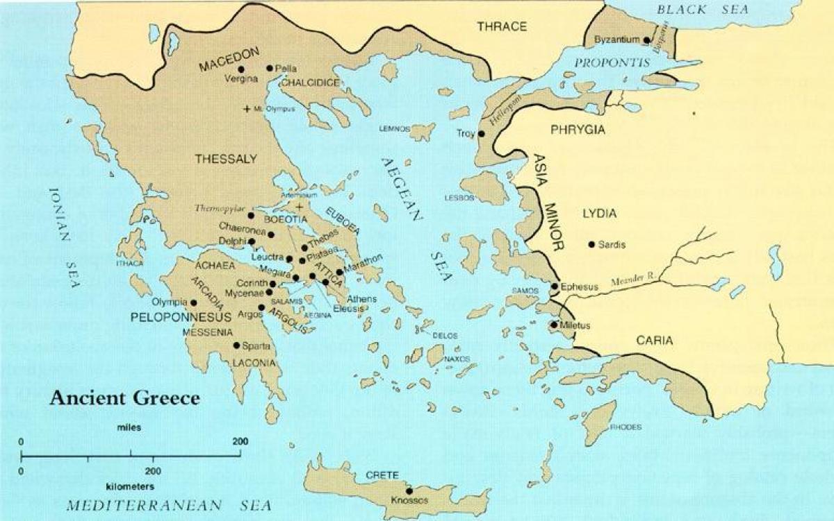 antica Grecia su una mappa del mondo