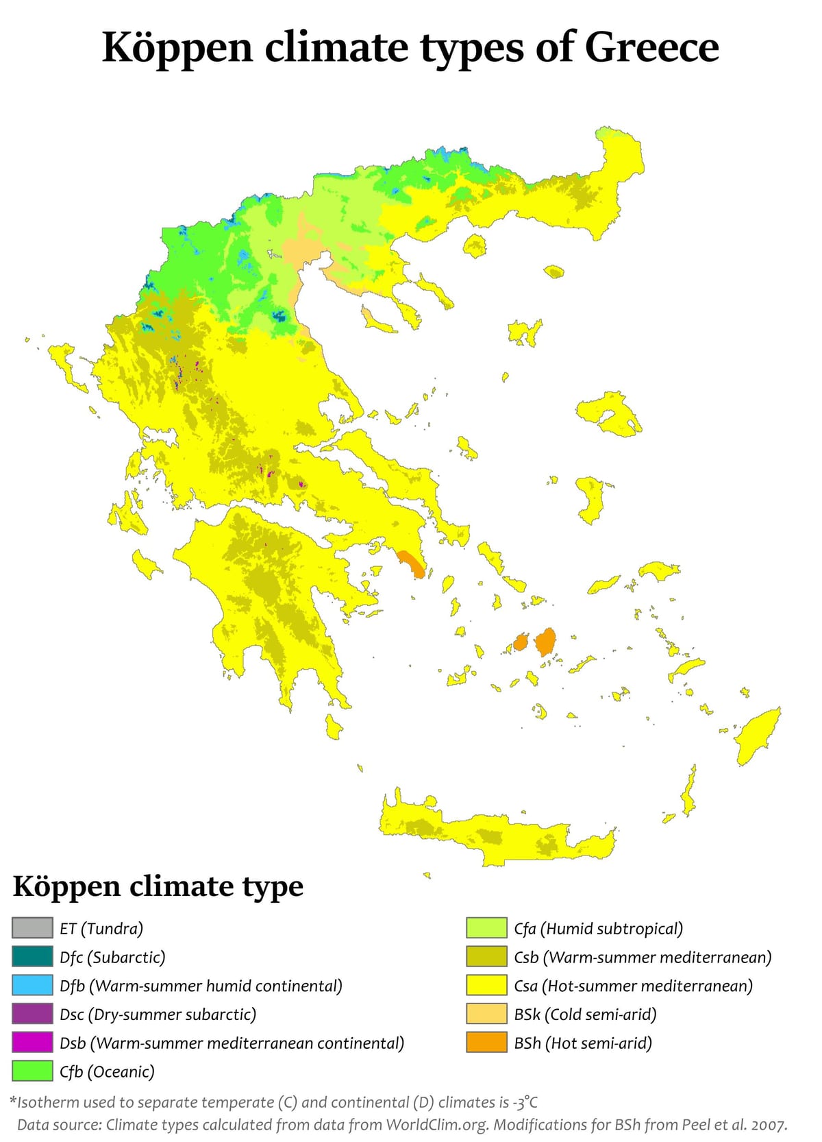 clima mappa della Grecia