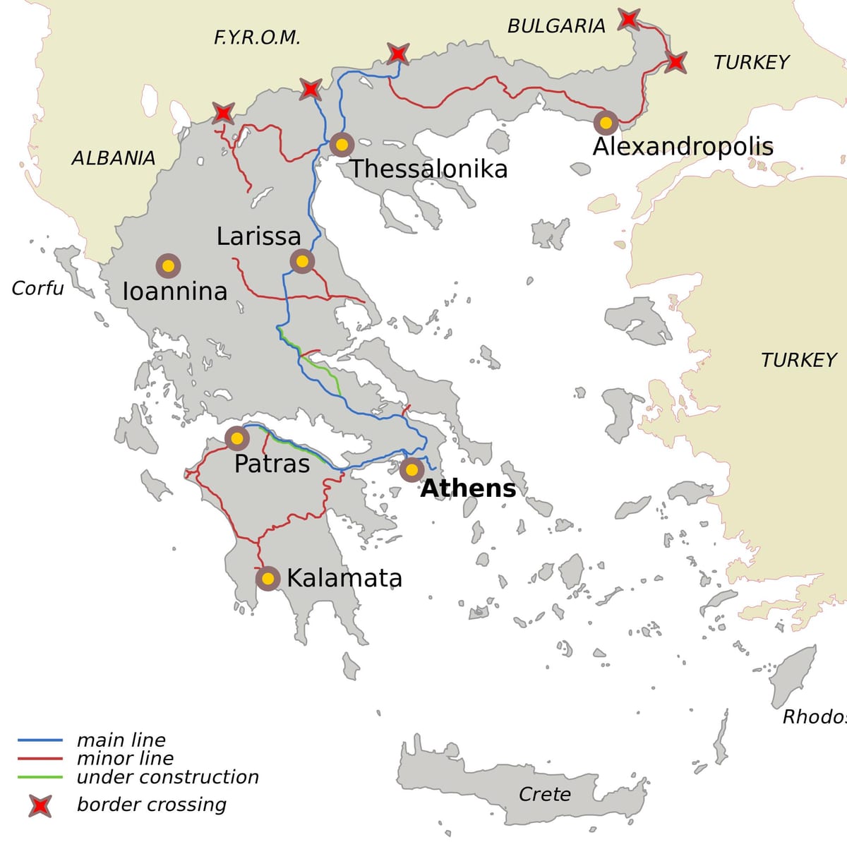 Ferrovie greche mappa