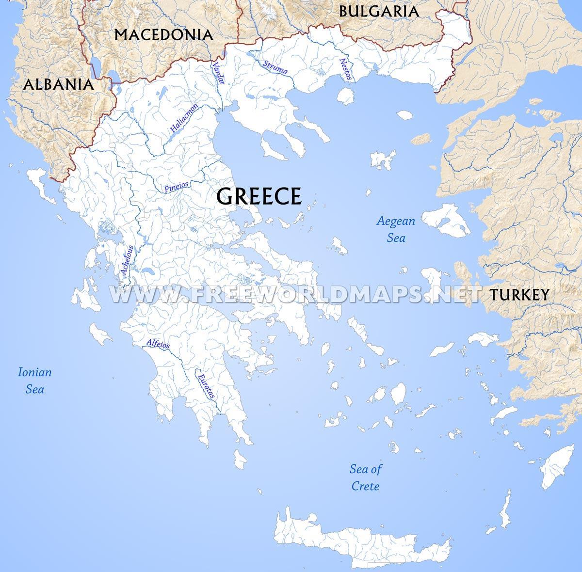 Grecia Fiumi Mappa Fiumi In Grecia Mappa Europa Del Sud Europa   Grecia Fiumi Mappa 