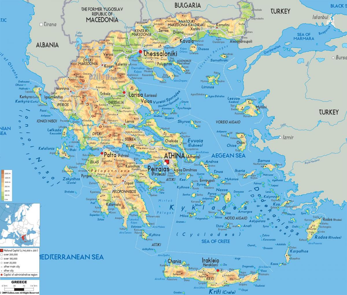 mappa geografica della Grecia