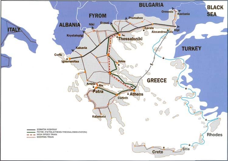 treni in Grecia mappa