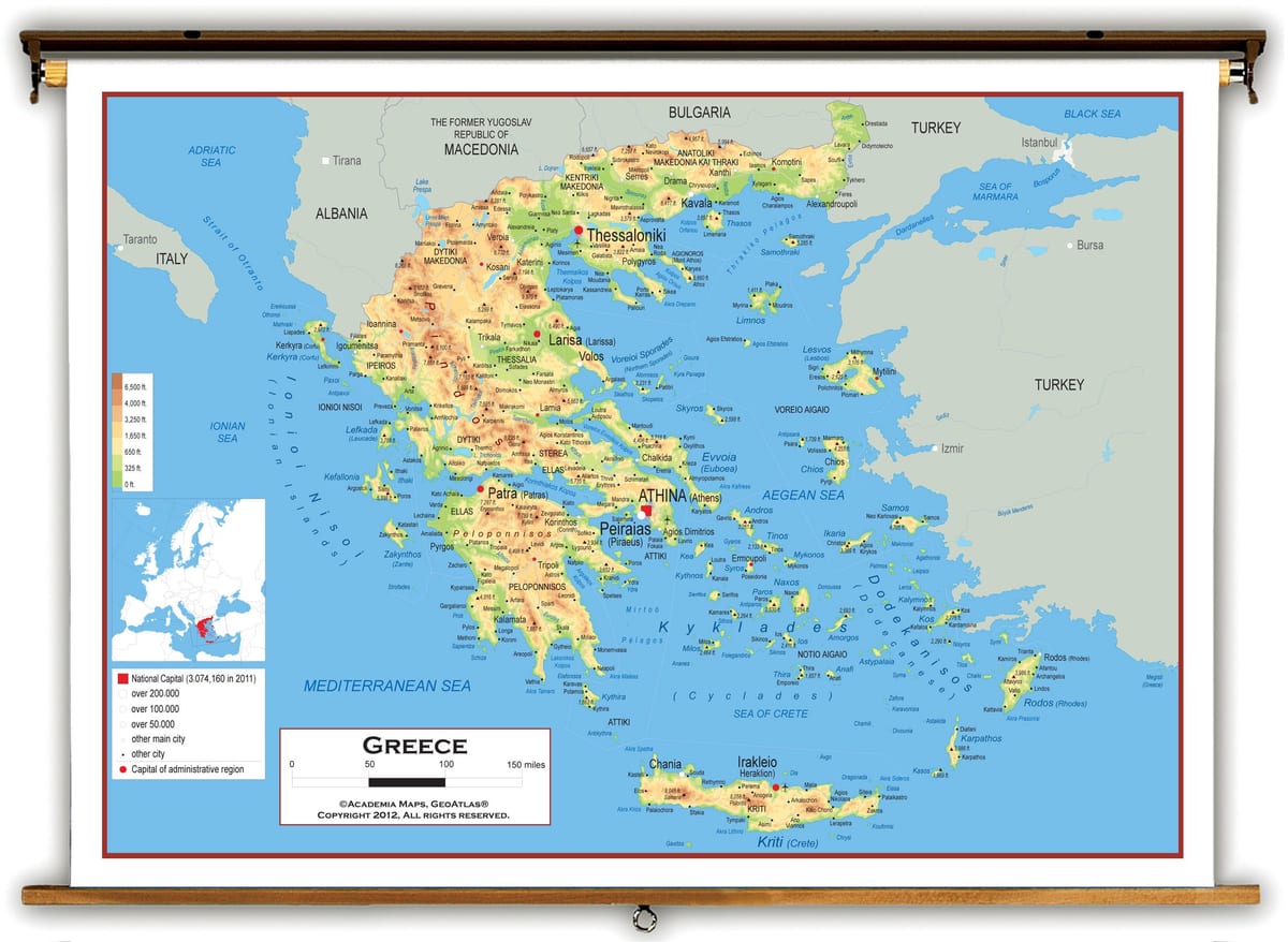 mappa fisica della Grecia