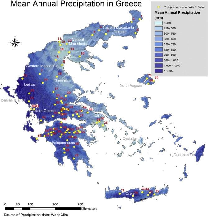 Hellas pioggia mappa