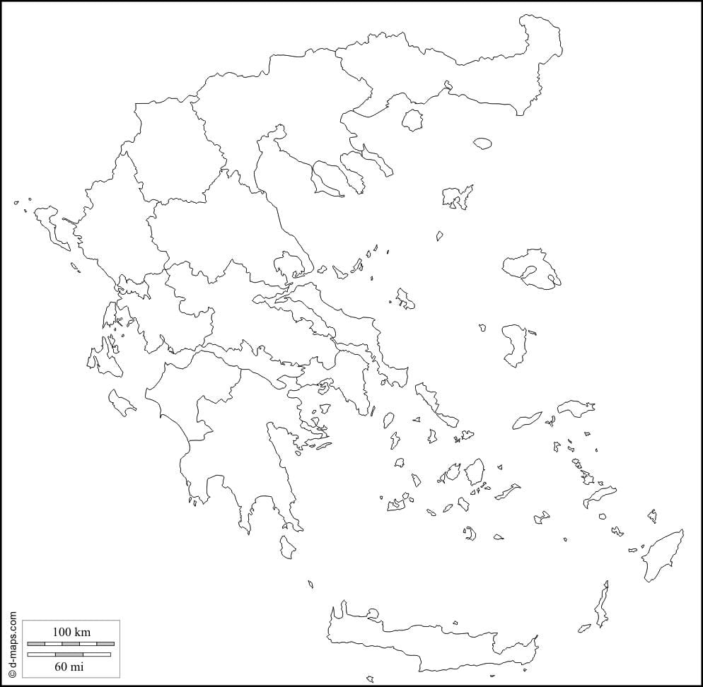 mappa della Grecia contorno