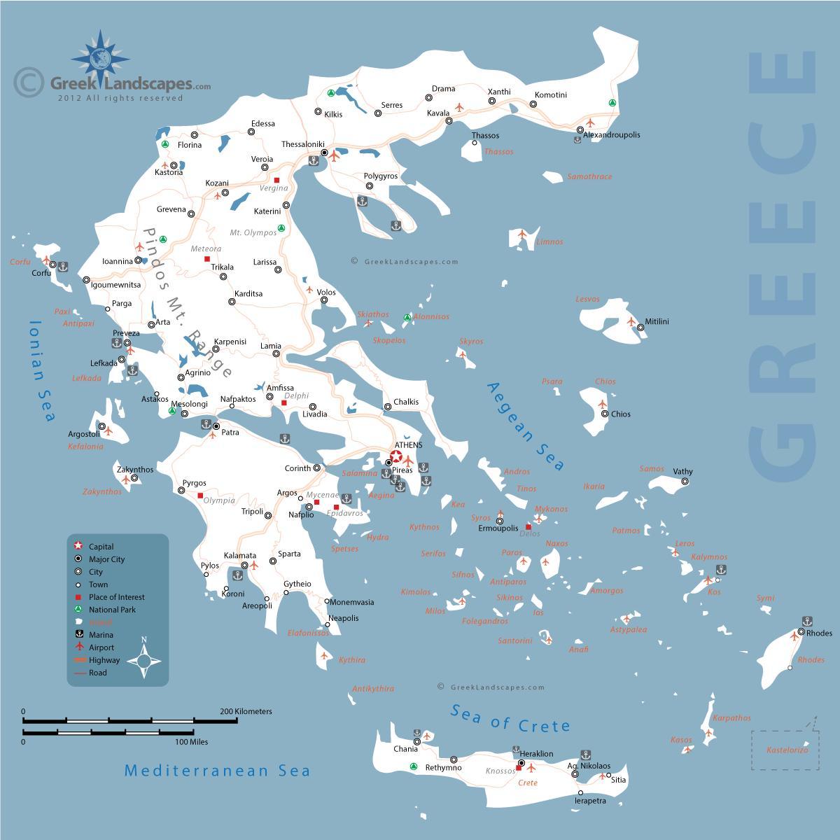 una mappa della Grecia