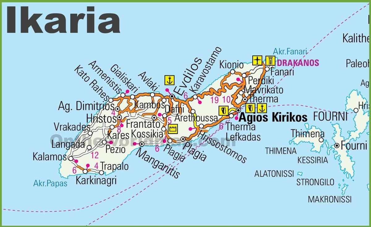 mappa di Ikaria Grecia
