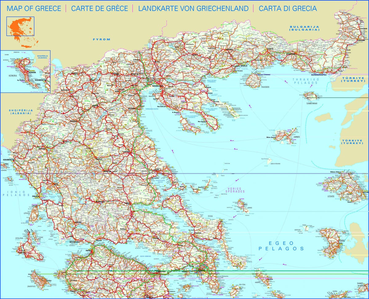 mappa della Grecia del nord