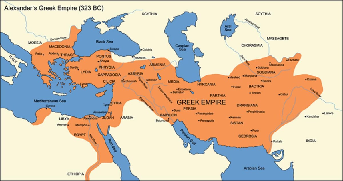 mappa dell'impero greco