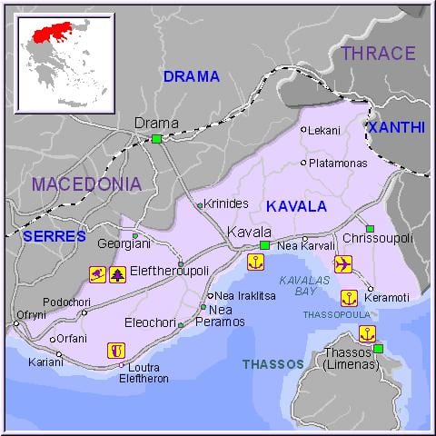mappa Kavala, Grecia