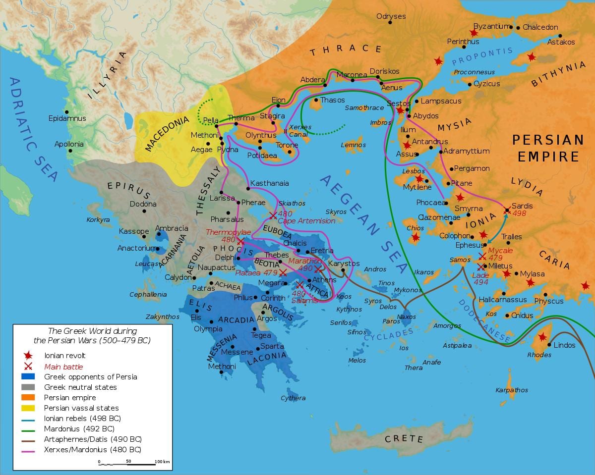 mappa di antica Grecia e la Persia