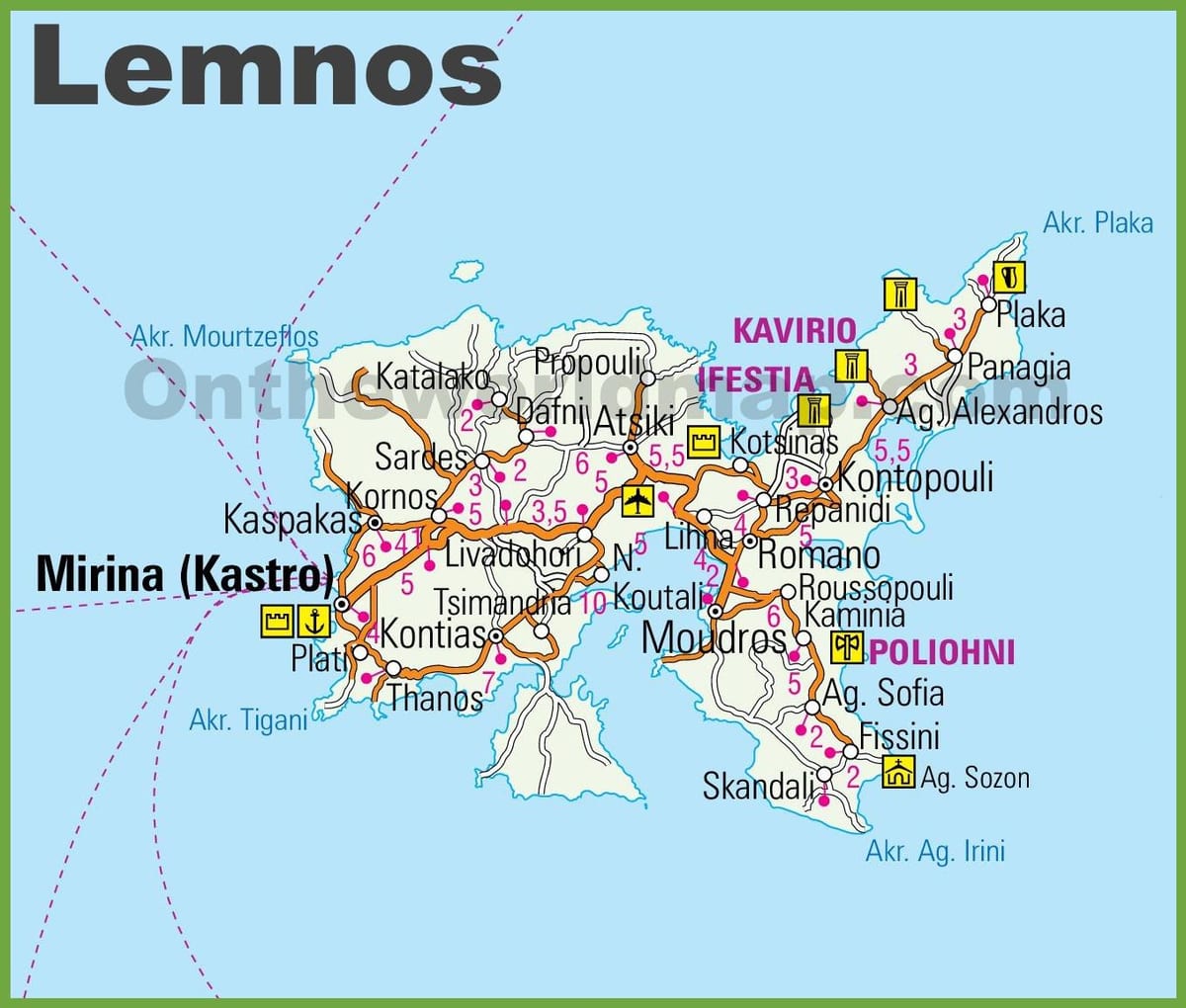 Lemnos mappa Grecia