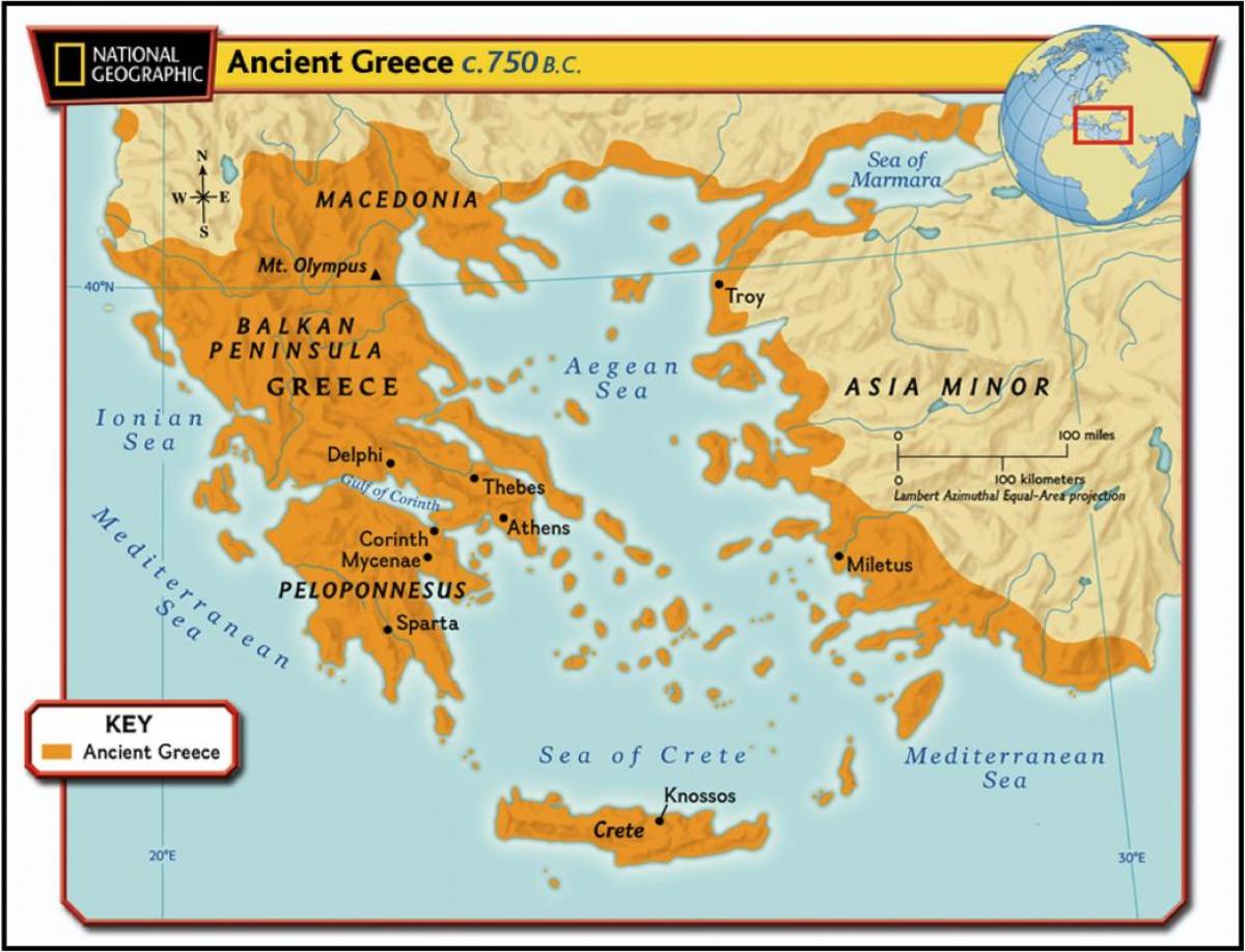 antica mappa della Grecia