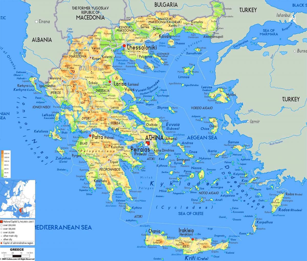 mappa delle isole greche