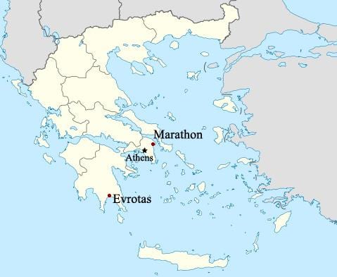 mappa della Maratona di Grecia