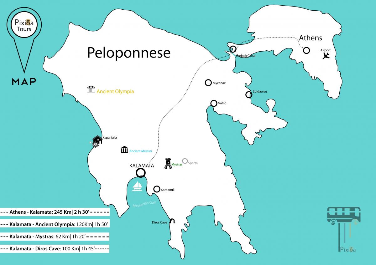 Peloponneso Grecia Antica Mappa 