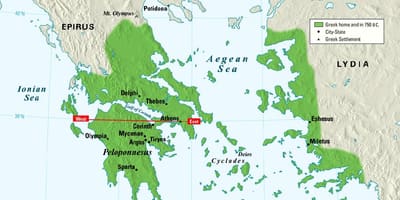 Mappa della Grecia antica città-stato