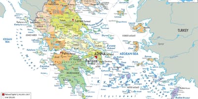 Mappa della Grecia con la città