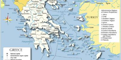 Mappa della Grecia e nei paesi limitrofi,