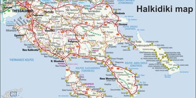 Mappa di Halkidiki, Grecia