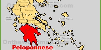 Mappa di Peloponneso, Grecia