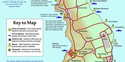 Mappa di Santorini in Grecia