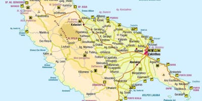 Mappa di isola greca di Zante